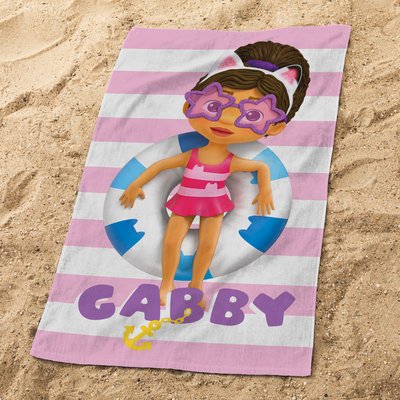 Drap de plage imprimé 100% coton, PINK GABBY'S DOLLHOUSE