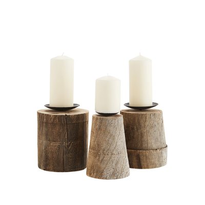 Lot de 3 bougeoirs en bois MADAM STOLTZ