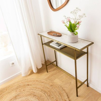 Console en métal doré et marbre  TIMÉO MADE IN MEUBLES 