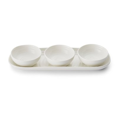Set of 3 White Dip Bowls & Tray SOPHIE CONRAN FOR PORTMEIRION
