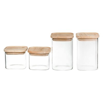 Bocal en verre et bois empilable X4 ATMOSPHERA