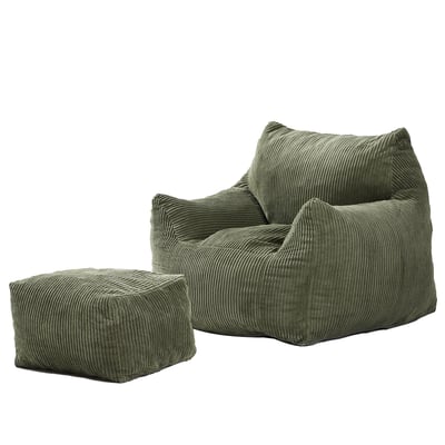 Pouf de salon et repose pieds, velours côtelé, SABY NORDLYS