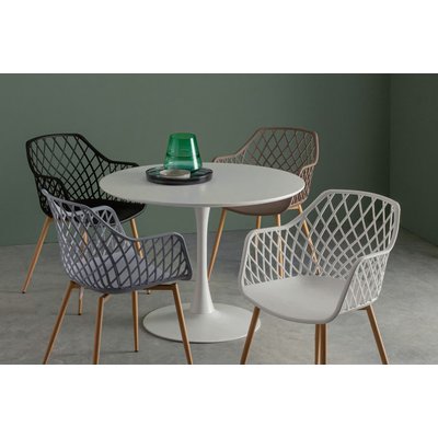 Table à manger ronde tulipe en métal blanc L100 - BLOSSOM HELLIN, DEPUIS 1862