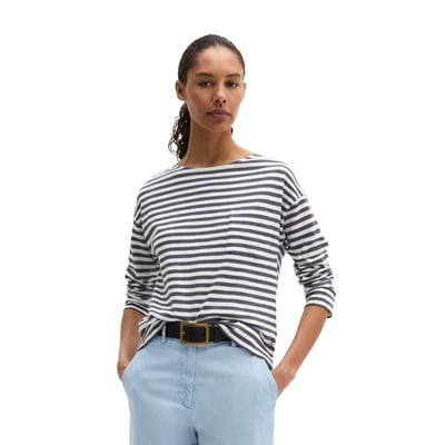 T-shirt à rayures longues régulier en jersey slub MARC O'POLO