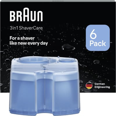 Cartouche nettoyante nettoyante ShaverCare 3-en-1 pour rasoir x6 cartouches BRAUN