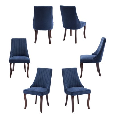Lot de 6 chaises de salle à manger en tissu chenille avec pieds bois, GERRYB MEUBLES COSY