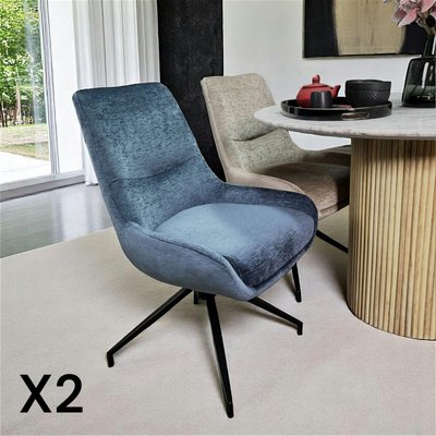 Chaise pivotante retro en velours bleu (lot de 2) PALERME PIER IMPORT