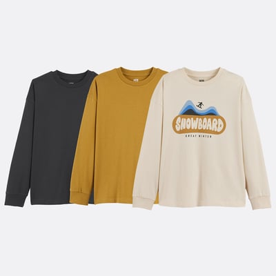 Lot de 3 T-shirts manches longues imprimés LA REDOUTE COLLECTIONS