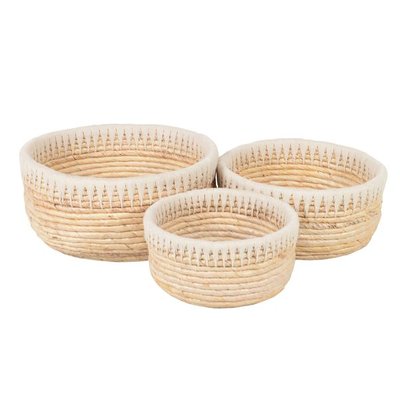 Paniers ronds en tressage Abaca et corde Rop (set de 3) ZAGO
