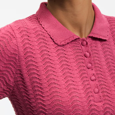 Pull col polo en coton, fine maille ajourée LA REDOUTE COLLECTIONS