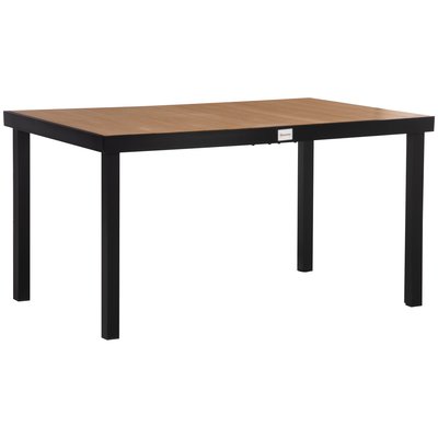 Table de jardin 6 pers. 140 x 90 x 74 cm alu. noir effet bois OUTSUNNY