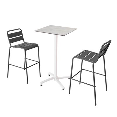 Ensemble table inclinable en hpl avec chaises hautes en métal, OPERA OVIALA