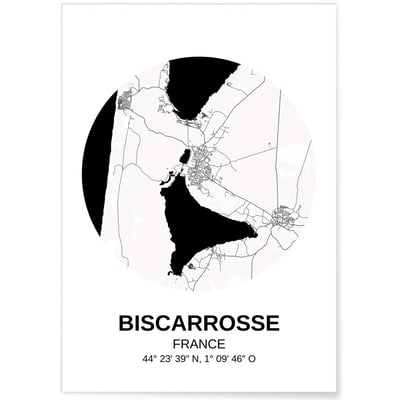 Affiche Carte Biscarrosse L'AFFICHERIE