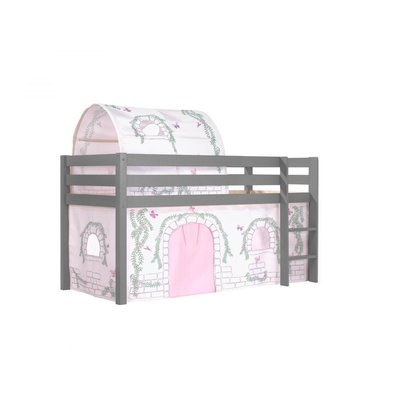 Lit Enfant Surélevé Pino + rideau et tunnel de lit Birdy VIPACK