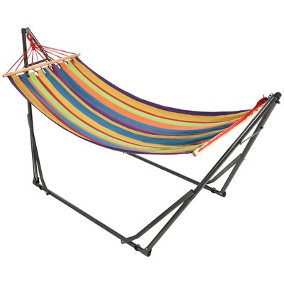 Hamac de jardin pliable avec support acier époxy et toile OUTSUNNY