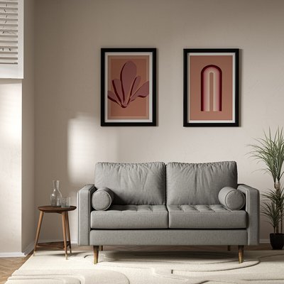 Coco Mid-Century Soft Brushed 2 Seater Sofa with Walnut Legs SO'HOME
