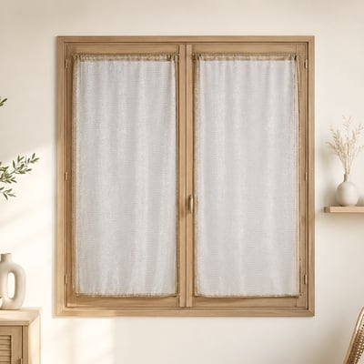 Voilage paire en maille avec des fils fil textile argentés HOME MAISON
