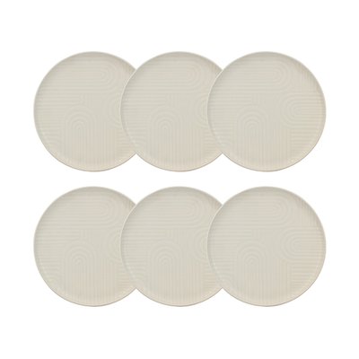 Lot de 6 assiettes plates 26cm en grès, DUNE NOVASTYL