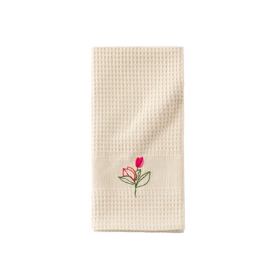 Torchon coton nid d'abeille NECTAR CARRE BLANC