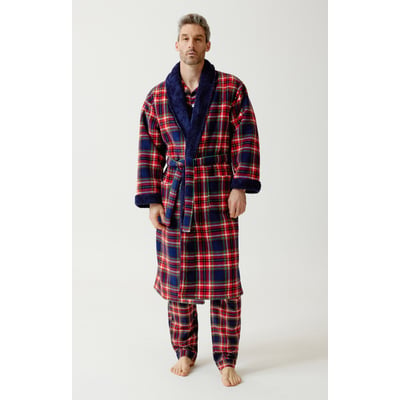 Robe de chambre en polaire à carreaux Léon ARTHUR