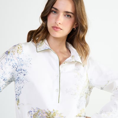 Chemise de nuit col classique en satin LANDE LAURENCE TAVERNIER