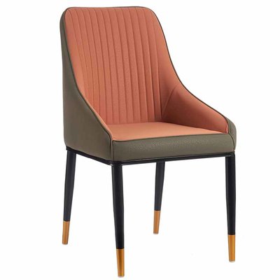 Fauteuil similicuir rose et gris et pieds en métal noir et doré WADIGA