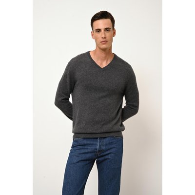Pull Col V  Anthracite Chiné Walt JUST CASHMERE