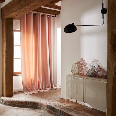 Rideau Matia Tamisant en Velours mat au tissage dense Rose 135x350 cm MADURA