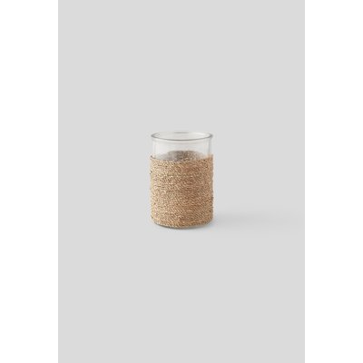 Vase en verre et corde en jonc de mer MONOPRIX