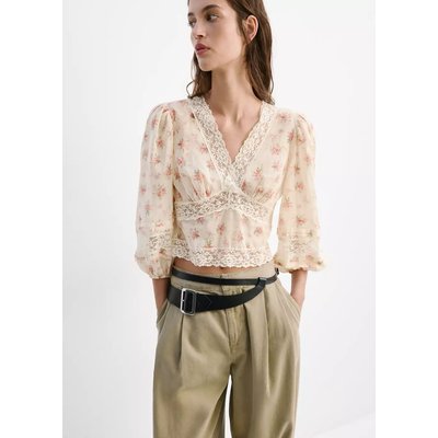 Blouse dentelle fleurie MANGO