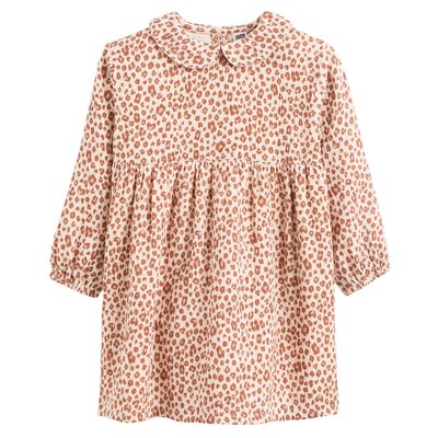 Jurk in tetra, Claudinekraag, luipaardprint LA REDOUTE COLLECTIONS