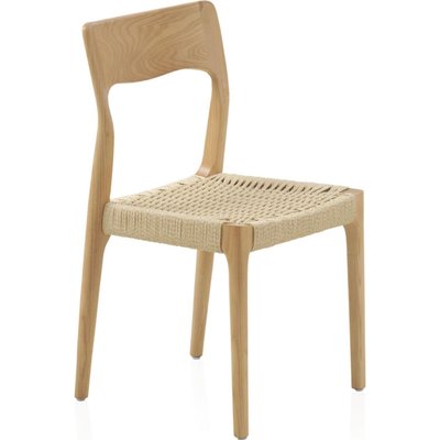 x4 chaises en bois de frêne naturel avec assise tressée artisanale RECOLLECTION