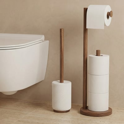 Brosse WC - Résine blanche et bois - ASCOLI MAISON AUBERTIN