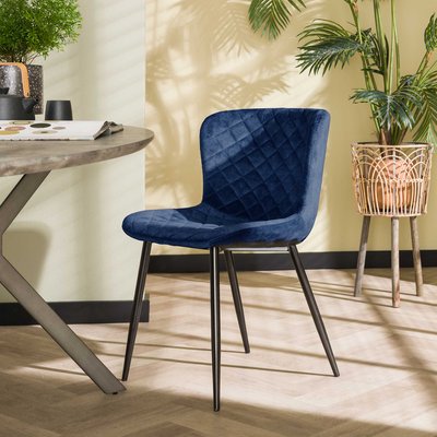 Chaise en velours piqué bleu (lot de 2) MELBOURNE PIER IMPORT
