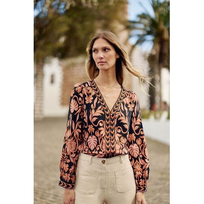 Bedruckte fliessende Bluse mit V-Ausschnitt, BEDRA LA PETITE ETOILE