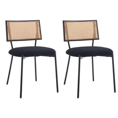 Lot de 2 chaises cannage tissu bouclette, LUCIANO BEST MOBILIER