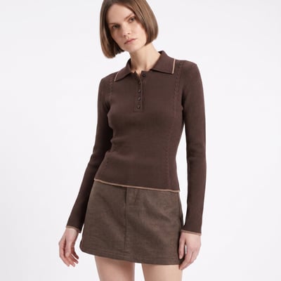 Pull femme col polo à liseré contrasté FLALIE ARTLOVE
