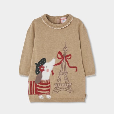 Robe fille imprimée Tour Eiffel et chien BOBOLI