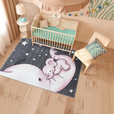 Tapis enfant tissé motif animaux ELEPHANT UN AMOUR DE TAPIS