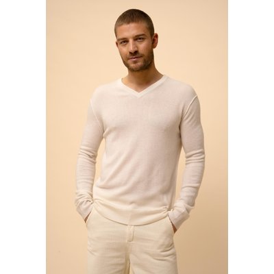 Pull Col V  Ivoire Tom JUST CASHMERE