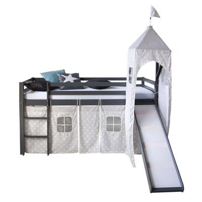 Lit 90x200 Pin Rideau Étoilés Sommier à lattes HOMESTYLE4U