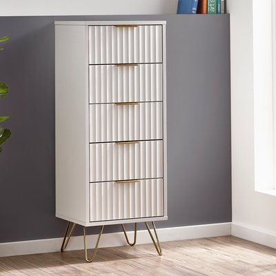 Ancona Sculptural Tallboy Chest of 5 Drawers SO'HOME