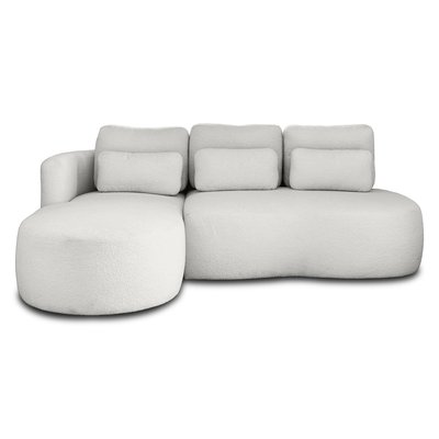 Canapé d'Angle Convertible en Tissu bouclette 4 places - MAHINA LISA DESIGN
