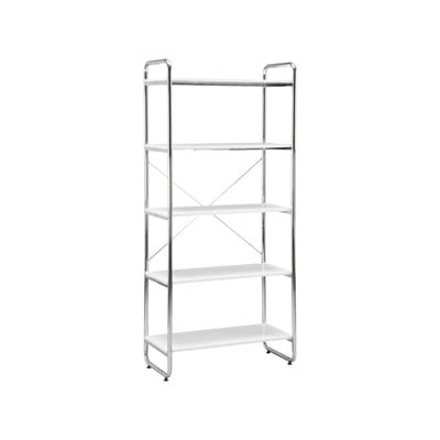 Etagère bibliothèque métal chromé et décor bois 5 niveaux LENNOX SWEEEK