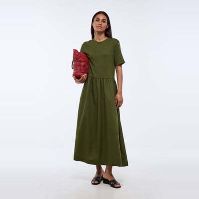 Robe longue bi-matière unie MONOPRIX