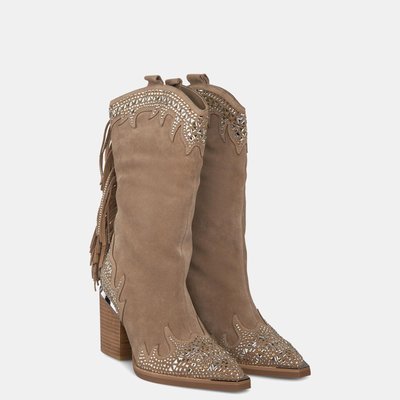 Bottes en cuir avec détail de franges ALMA EN PENA