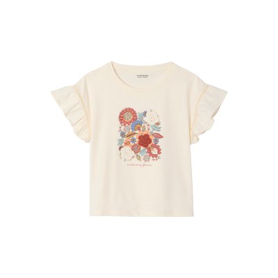 T-shirt à fleurs brodées manches courtes à volant VERTBAUDET