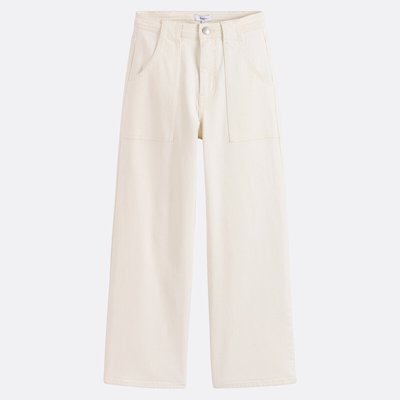 Pantalon droit taille haute en coton stretch, ROY SUNCOO
