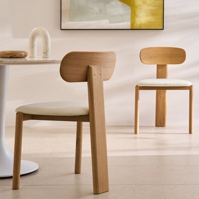 Chaise chêne, plaqué et bouclette, Marais AM.PM