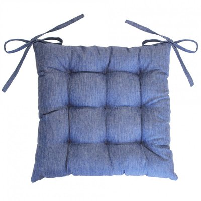 Coussin de chaise matelassé chambray newton bleu 40 x 40 cm DOUCEUR D'INTÉRIEUR